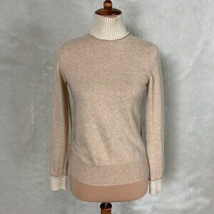 Vintage Y2K Cream Ivory 100% 2 Ply Cashmere Turtleneck Sweater M